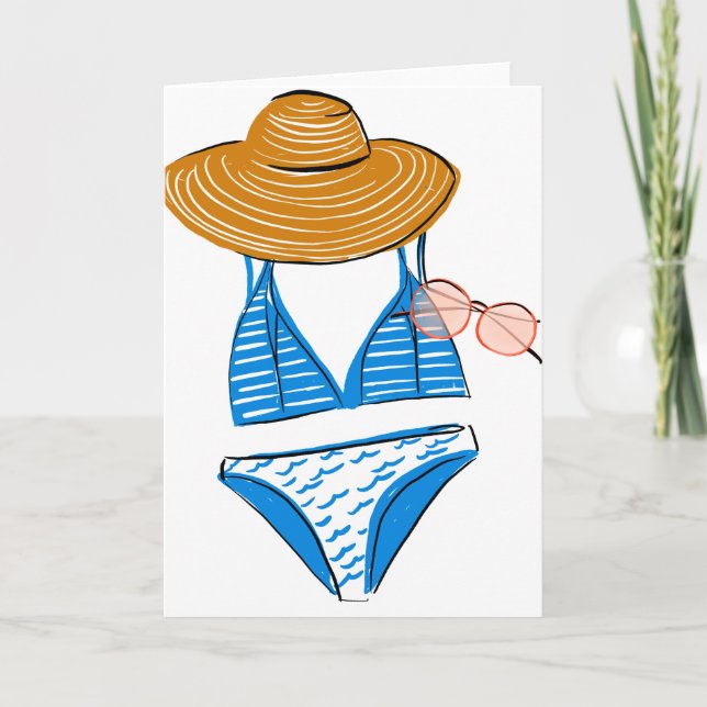 Tarjeta Toma el sol - Blue Swimsuit (Anverso)