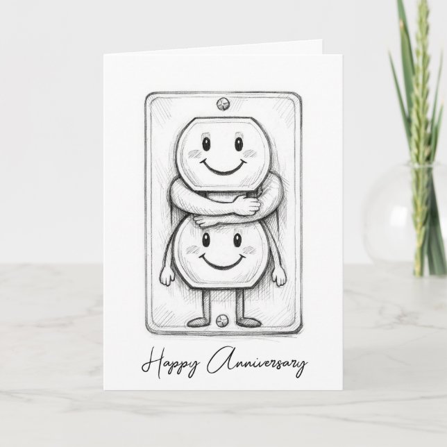 Tarjeta Tomacorriente de aniversario de bodas (Anverso)