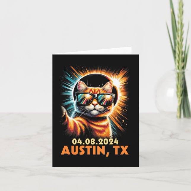 Tarjeta Tomando Un Eclipse Solar Total Selfie 2024 Austin  (Anverso)