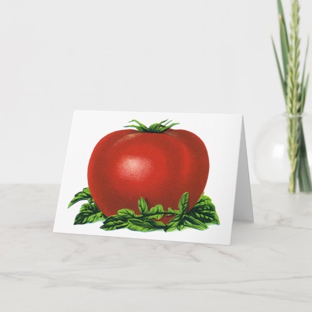 Tarjeta Tomate, verduras y frutas de la madriguera roja (Anverso)