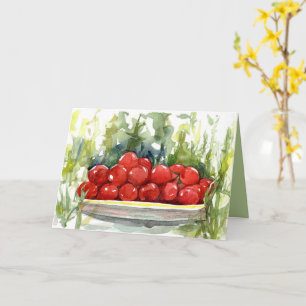 Tarjeta Tomates Cherry Feliz Verano Jardín Verdura
