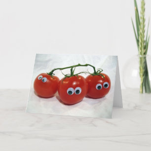 Tarjeta Tomates tontos con ojos googly