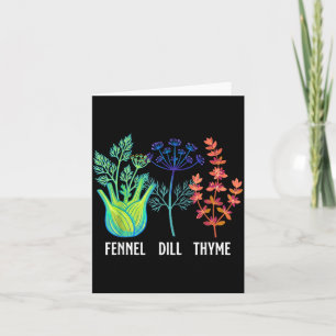 Tarjeta Tomillo Dill Hinojo Hierba Botánica Mamá Cocinando