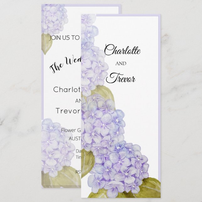 Tarjeta Tonos de Hortensia Violeta Azul (Anverso / Reverso)