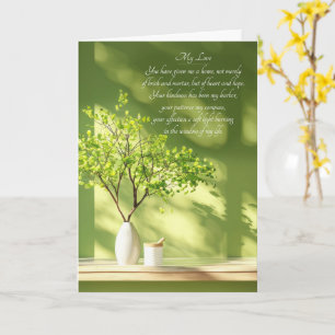 Tarjeta Tonos de Verde de Aniversario Querido Ventana