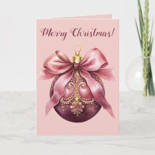 Tarjeta Tonos editables de adorno de Navidad rosa