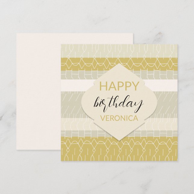 Tarjeta Tonos Rubor de mostaza nativos con patrón geométri (Anverso / Reverso)