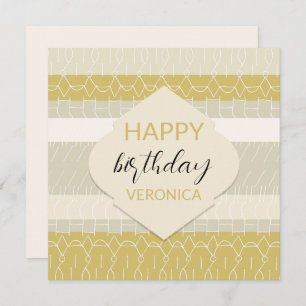 Tarjeta Tonos Rubor de mostaza nativos con patrón geométri