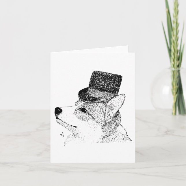 Tarjeta Top Hat Corgi (Anverso)