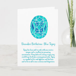 Tarjeta Topacio Azul Piedra de Nacimiento de Diciembre Cum