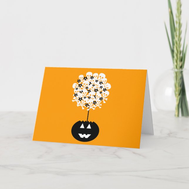 Tarjeta Topiary Skull de Halloween (Anverso)