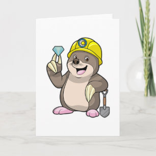 Tarjeta Topo como Minero con Pala y Diamante
