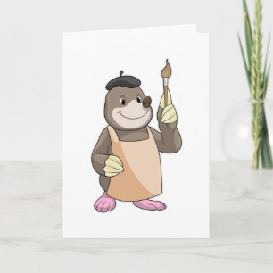 Tarjeta Topo como pintor con pincel