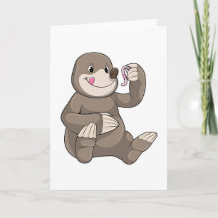 Tarjeta Topo con lombriz de tierra