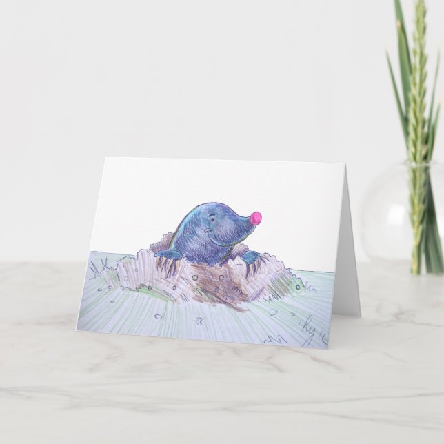 Tarjeta Topo y Molehill lindos del dibujo animado (Anverso)