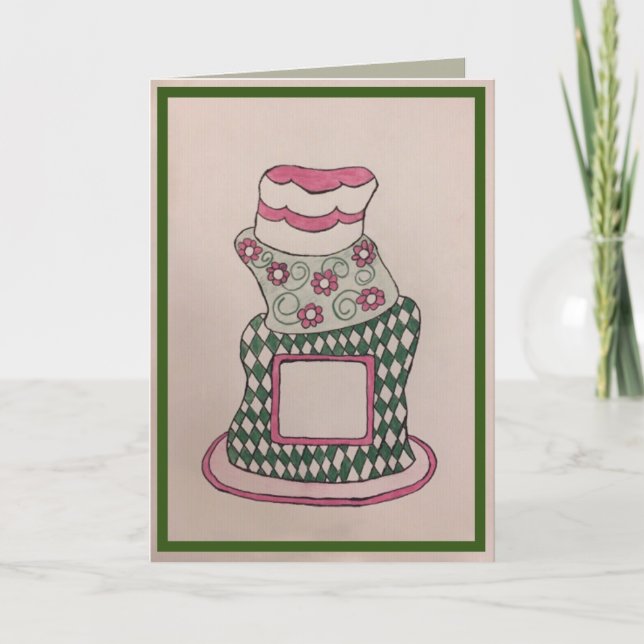 Tarjeta Topsy Turvy Whimsical Birthday Cake Card (Anverso)