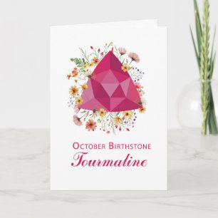 Tarjeta Torneo de Birthstone Tourmaline Birdflowers de oct