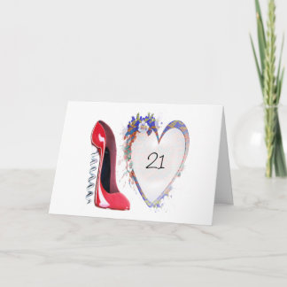 Tarjeta Tornillo rojo Stiletto Shoe Floral Heart Gifts