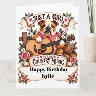 Tarjeta Toro adorable y cumpleaños de música country con g