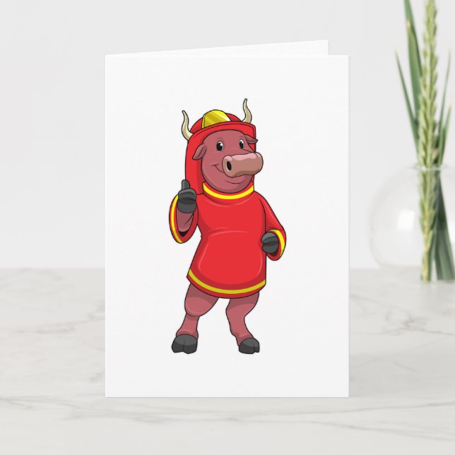 Tarjeta Toro como bombero con casco (Anverso)
