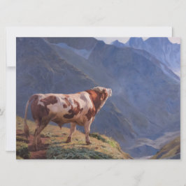 Tarjeta Toro en los Alpes (por Eugène Burnand)