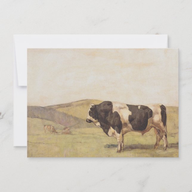 Tarjeta Toro en un paisaje suizo (por Ferdinand Hodler) (Anverso)