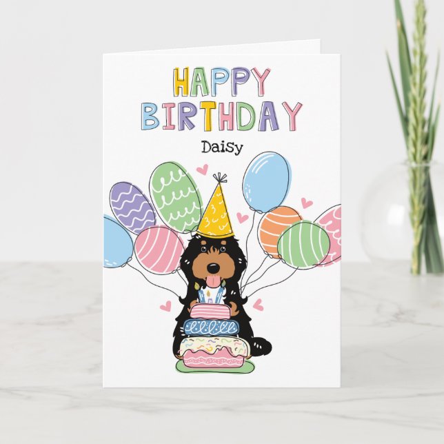 Tarjeta Toro negro Cockapoo Cavapoo Perro feliz cumpleaños (Anverso)