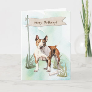 Tarjeta Toro Terrier Raza Perro Fuera Bajo Rótulo De Cumpl