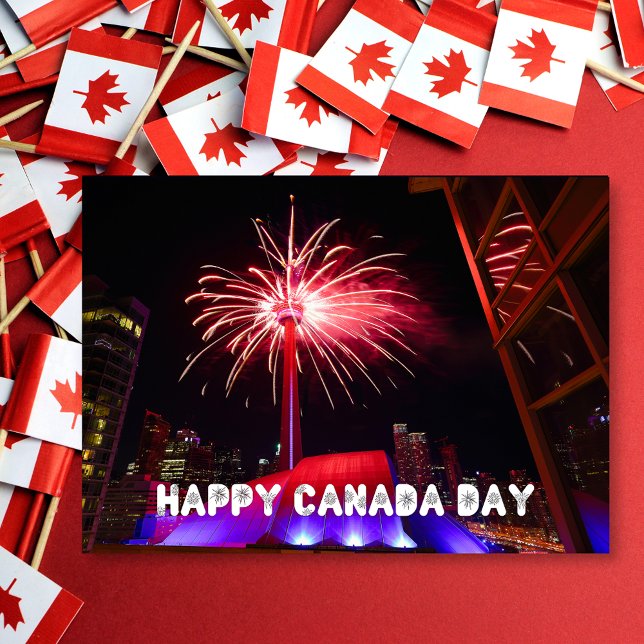 Tarjeta Toronto CN Tower Fireworks Feliz Día de Canadá (Subido por el creador)