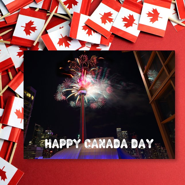Tarjeta Toronto CN Tower Fireworks Feliz Día de Canadá (Subido por el creador)