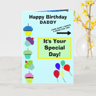 Tarjeta Torre de Cupcakes Azules para Cumpleaños de Papá A