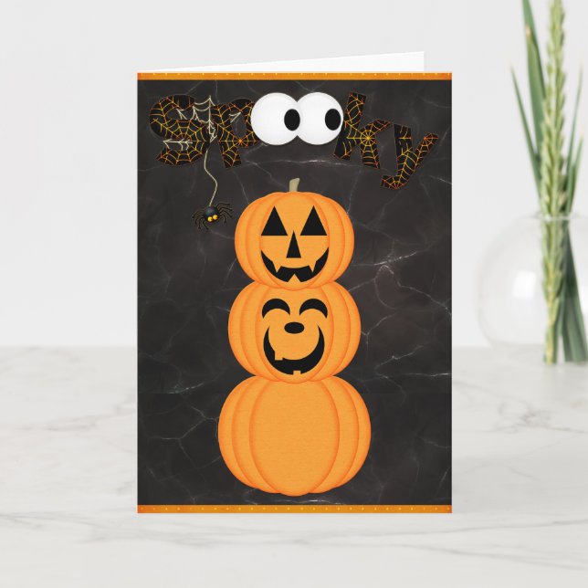 Tarjeta Torre de Jack-o-Lantern espeluznante Halloween (Anverso)