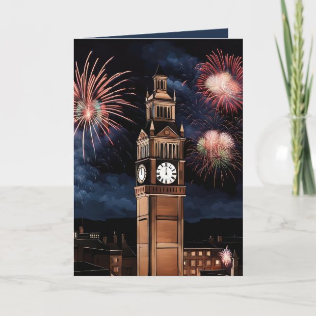 Tarjeta Torre del Reloj de Nochevieja (Anverso)