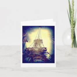 Tarjeta Torre Eiffel, azul añil, en blanco