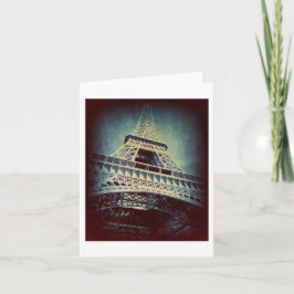 Tarjeta Torre Eiffel, azul metalizado profundo, en blanco