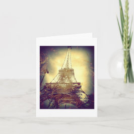 Tarjeta Torre Eiffel, Brown, púrpura y oro, en blanco