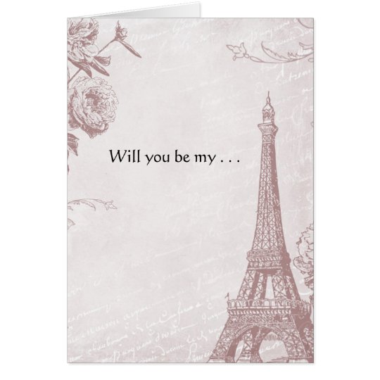 Tarjeta Torre Eiffel color de rosa del vintage del color