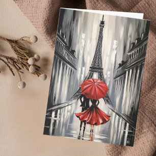 Tarjeta Torre Eiffel de cumpleaños París Pareja de amor ro