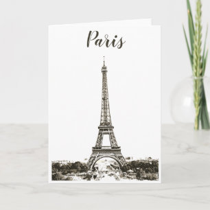 Tarjeta Torre Eiffel en blanco y negro