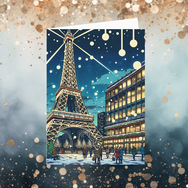 Tarjeta Torre Eiffel en París, Francia en tiempo de Navida (Subido por el creador)