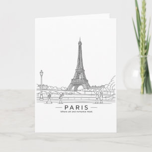 Tarjeta Torre Eiffel París Arte de Línea Arquitectónica