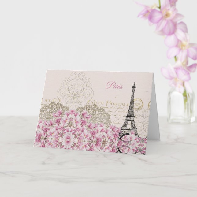 Tarjeta Torre Eiffel, París Magnolia Rosa (Orquídea)