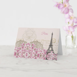 Tarjeta Torre Eiffel, París Magnolia Rosa