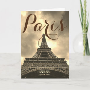 Tarjeta Torre Eiffel Sepia París Francia Viajes Antiguos