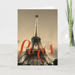Tarjeta Torre Eiffel Sepia París Francia Viajes Antiguos