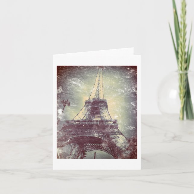 Tarjeta Torre Eiffel, Vintage-Diseñado, en blanco (Anverso)