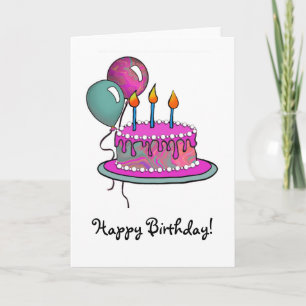 Tarjeta Torta-013 Magenta y turquesa