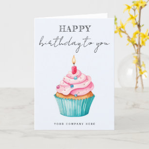 Tarjeta Torta acuarela de cumpleaños feliz de negocios