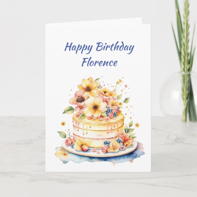 Tarjeta Torta caprichosa | Feliz cumpleaños personalizado (Anverso)