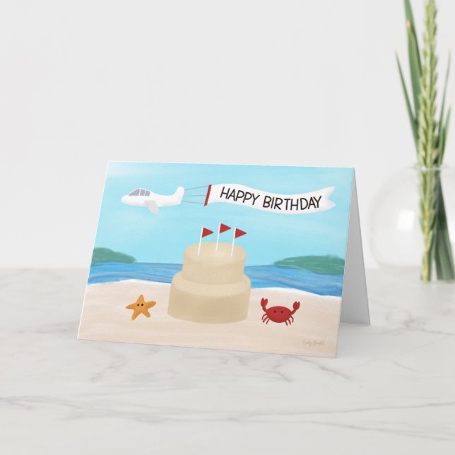 Tarjeta Torta Castillo de Castillo de Arena de la Playa de (Anverso)